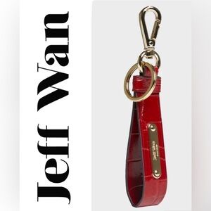 Jeff Wan Hampton Loop key ring in embossed leather- red